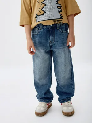 Утепленные джинсы Loose fit для мальчиков, синий, арт. 4645