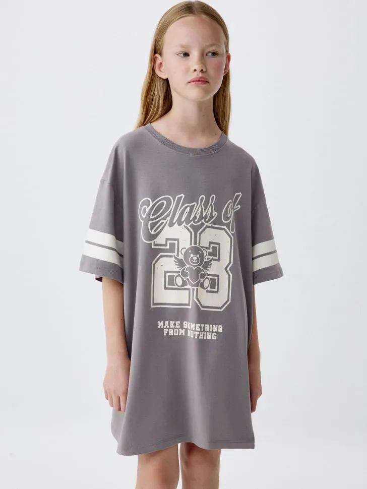 Ночная сорочка с принтом для девочек, серый, арт. 4653