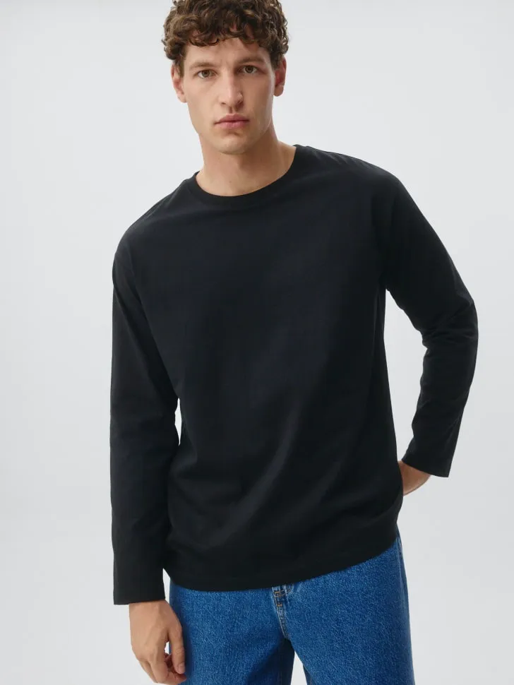Базовый однотонный лонгслив, черный, арт. 4657