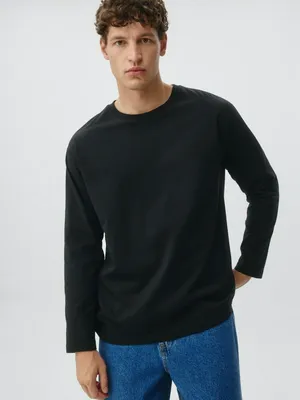 Базовый однотонный лонгслив, черный, арт. 4657