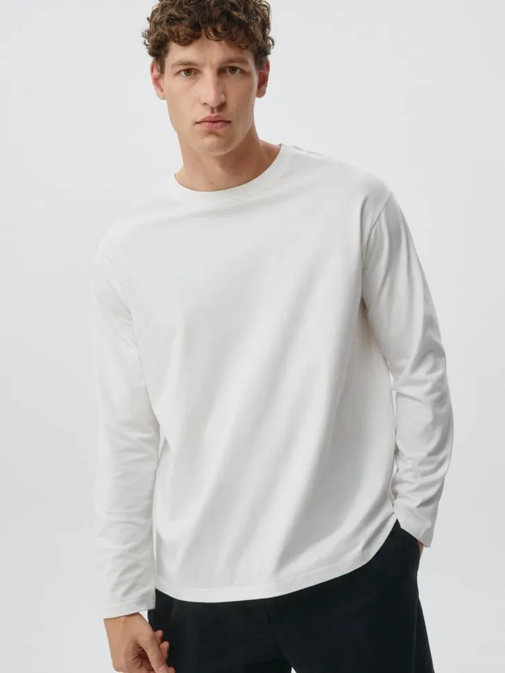 Базовый однотонный лонгслив, белый, арт. 4658