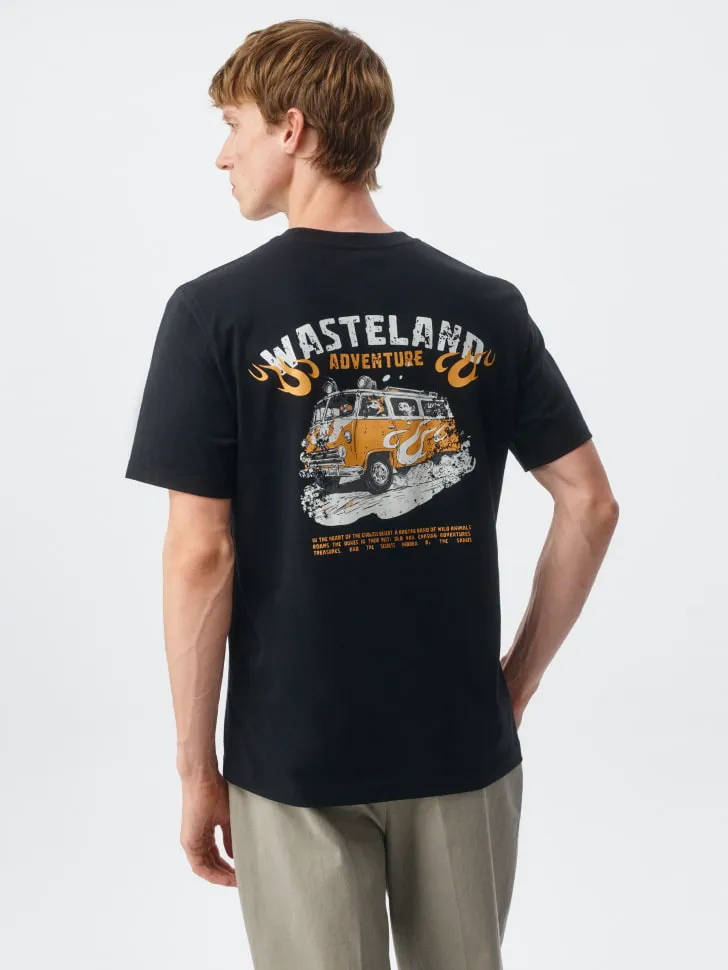 Футболка Regular fit с принтом, черный, арт. 4659