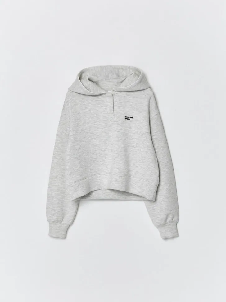 Укороченное худи для девочек, серый, арт. 4667