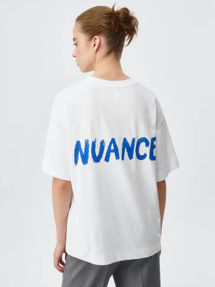 Футболка оверсайз с принтом, белый, арт. 4668