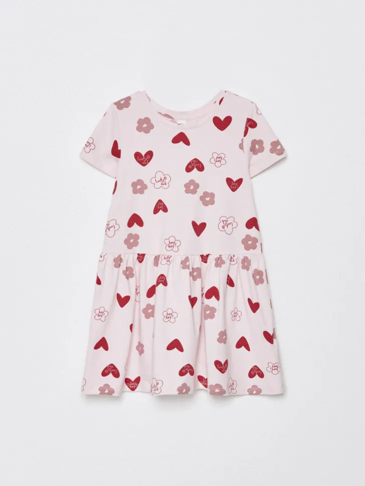 Трикотажное платье с принтом для девочек, розовый, арт. 4669