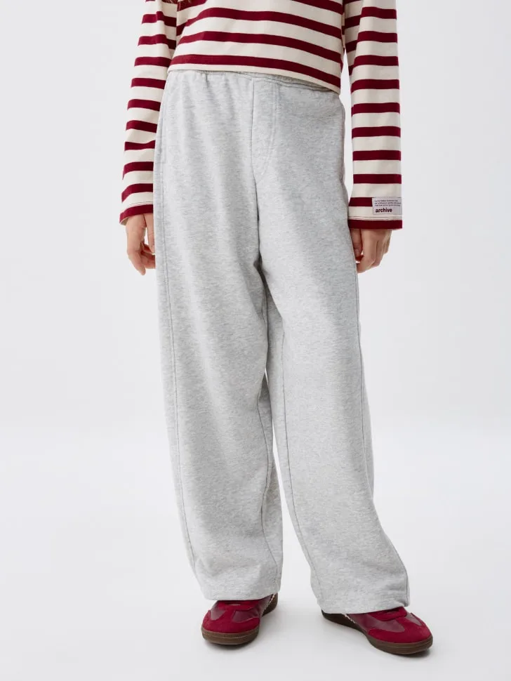 Трикотажные брюки для девочек, серый, арт. 4676