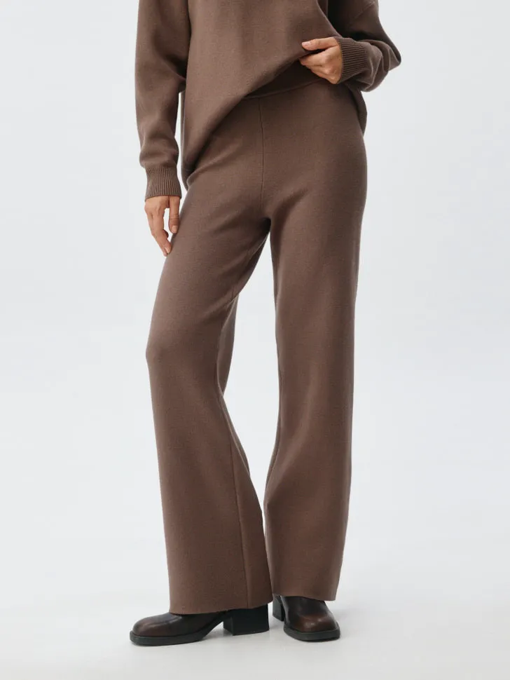 Прямые вязаные брюки, коричневый, арт. 4677