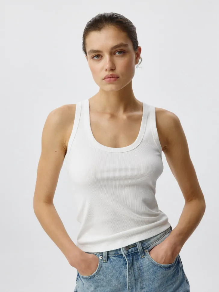 Базовый топ AMY в рубчик, белый, арт. 4679