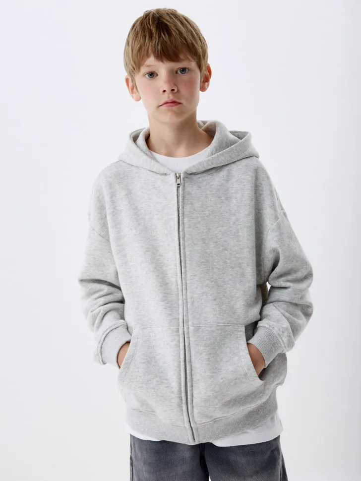 Толстовка с принтом на спине детская, серый, арт. 4683