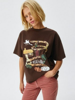 Футболка оверсайз с принтом, коричневый, арт. 4685