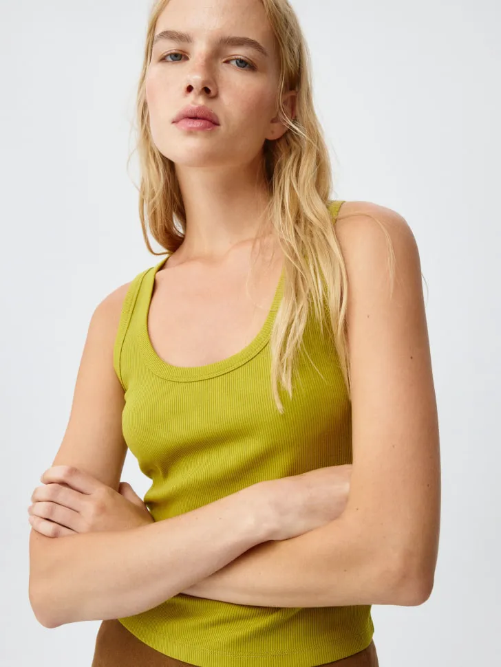 Базовый топ AMY в рубчик, зеленый, арт. 4691