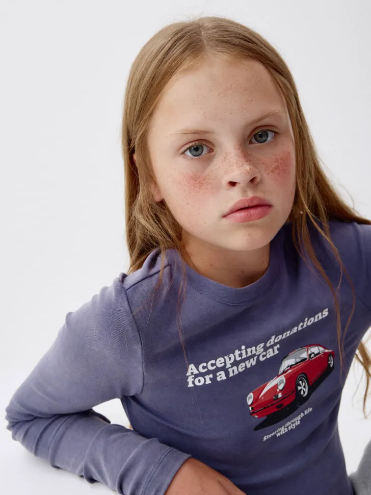 Лонгслив с принтом для девочек, фиолетовый, арт. 4692