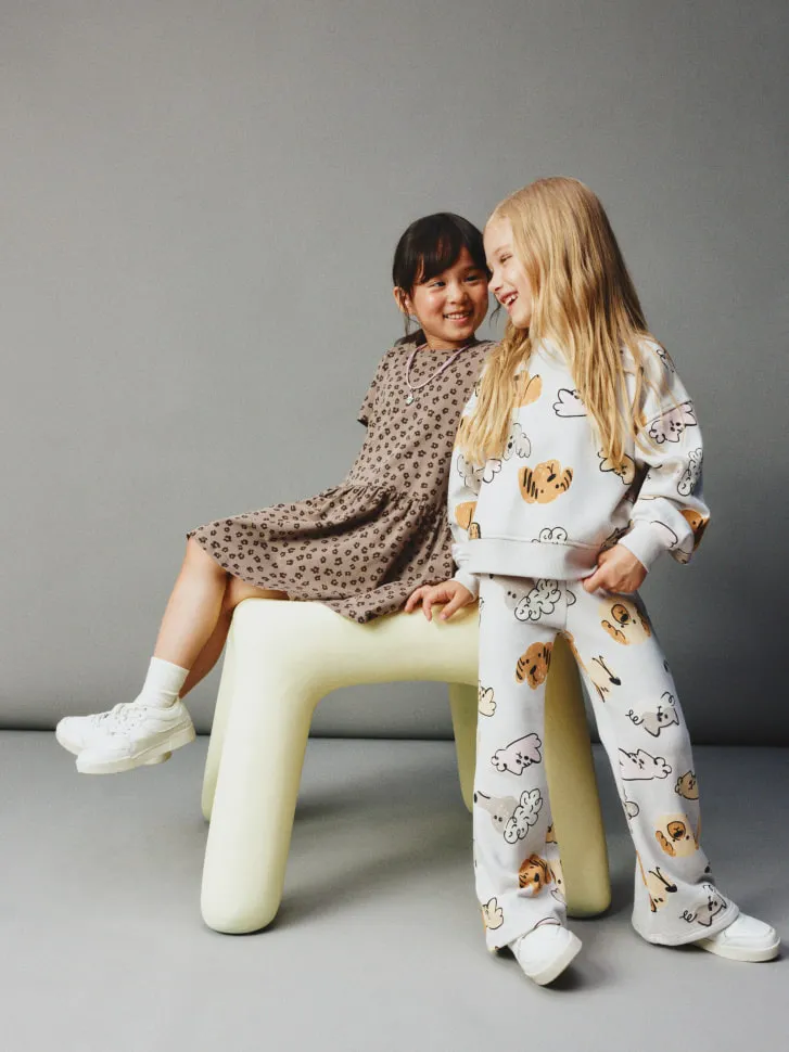 Свитшот с принтом для девочек, бежевый, арт. 4703