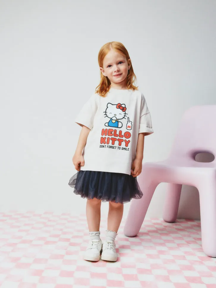 Футболка с принтом Hello Kitty для девочек, белый, арт. 4709