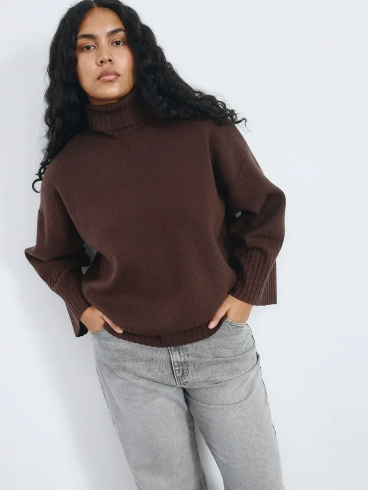 Вязаный джемпер оверсайз, коричневый, арт. 4712