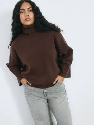 Вязаный джемпер оверсайз, коричневый, арт. 4712