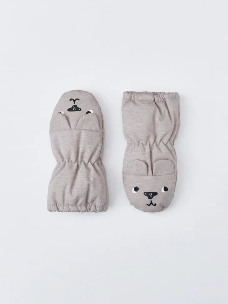 Утепленные непромокаемые рукавицы для малышей, бежевый, арт. 4717