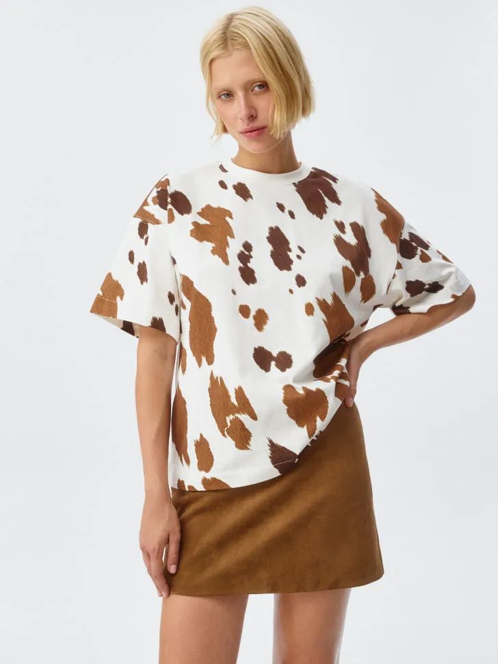 Футболка оверсайз с коровьим принтом, разноцветный, арт. 4719