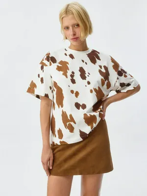 Футболка оверсайз с коровьим принтом, разноцветный, арт. 4719