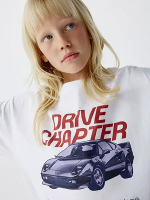 Футболка оверсайз с принтом для девочек, белый, арт. 4727