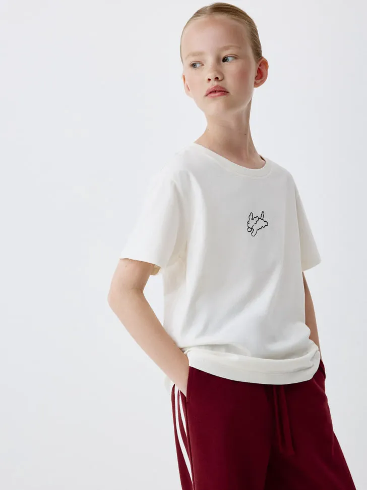 Футболка оверсайз с принтом для девочек, белый, арт. 4734