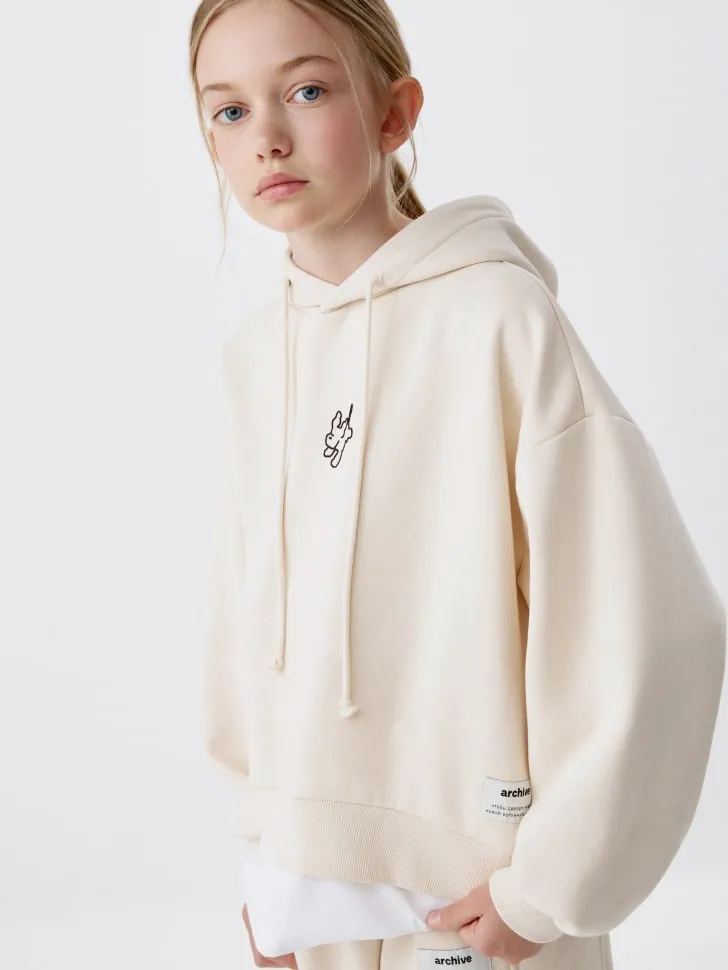 Худи с имитацией футболки для девочек, бежевый, арт. 4735
