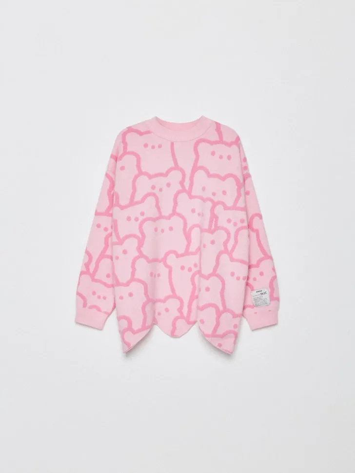 Жаккардовый джемпер для девочек, розовый, арт. 4741