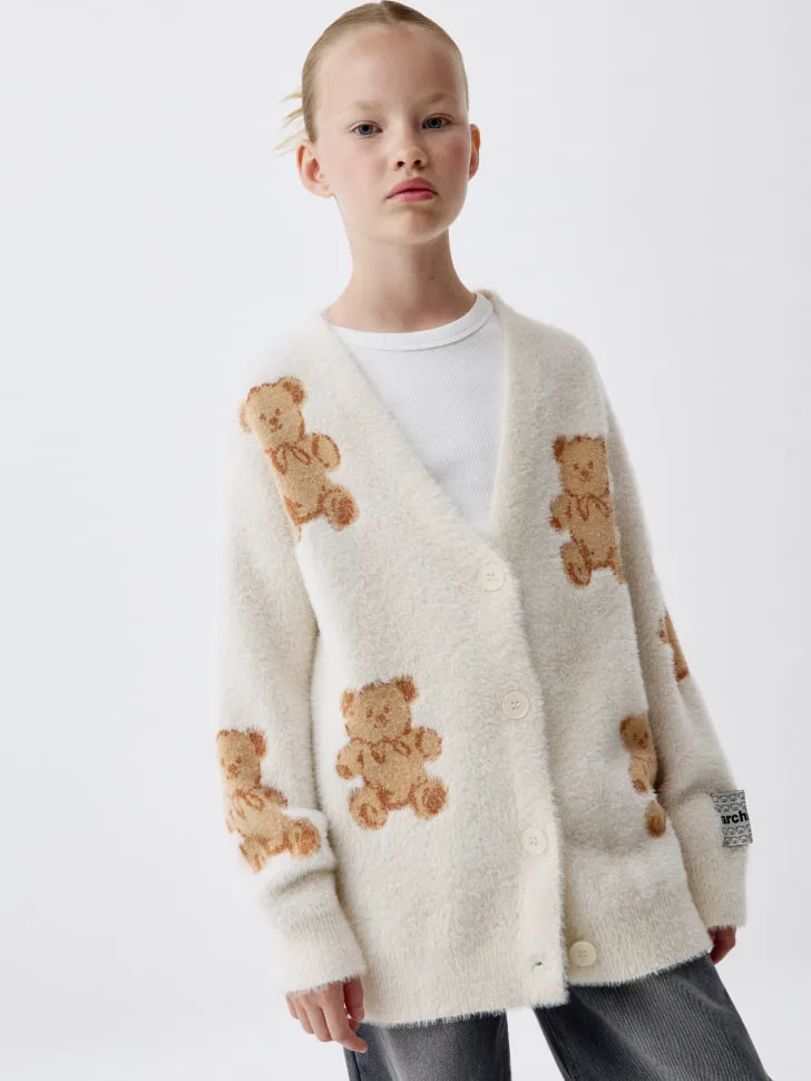 Пушистый кардиган оверсайз для девочек, разноцветный, арт. 4748