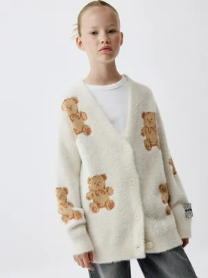 Пушистый кардиган оверсайз для девочек, разноцветный, арт. 4748