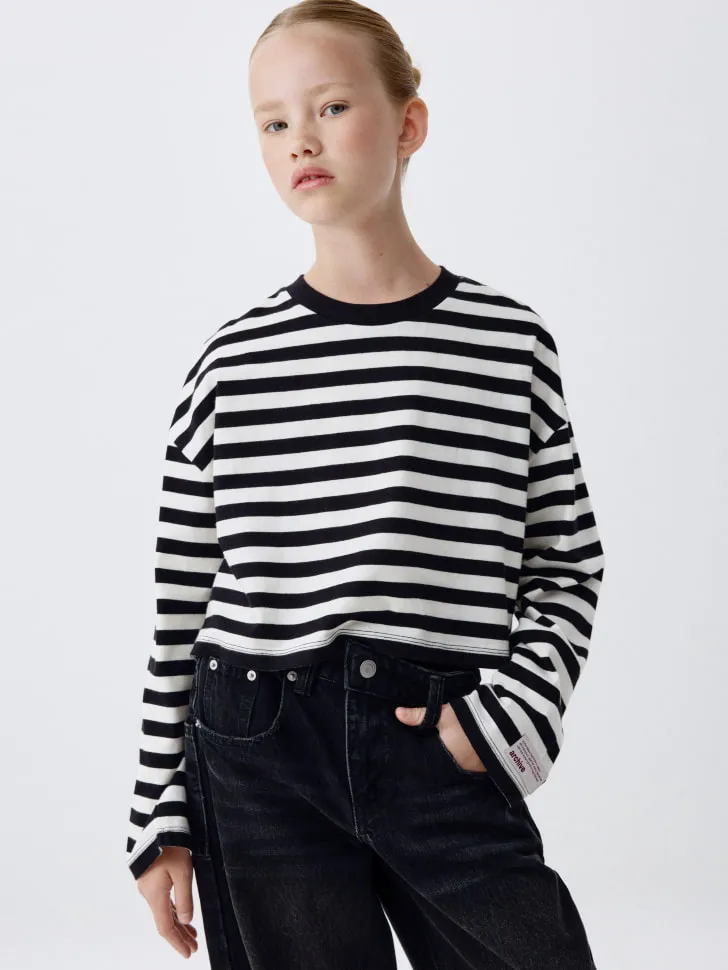 Укороченный лонгслив в полоску для девочек, разноцветный, арт. 4760