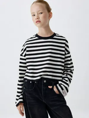 Укороченный лонгслив в полоску для девочек, разноцветный, арт. 4760