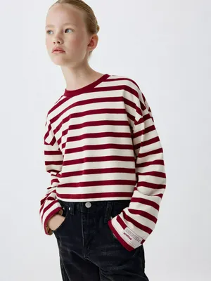 Укороченный лонгслив в полоску для девочек SELA ARCHIVE, разноцветный, арт. 4761