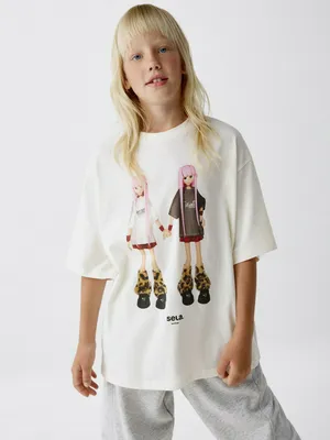 Футболка оверсайз с принтом для девочек, арт. 4763