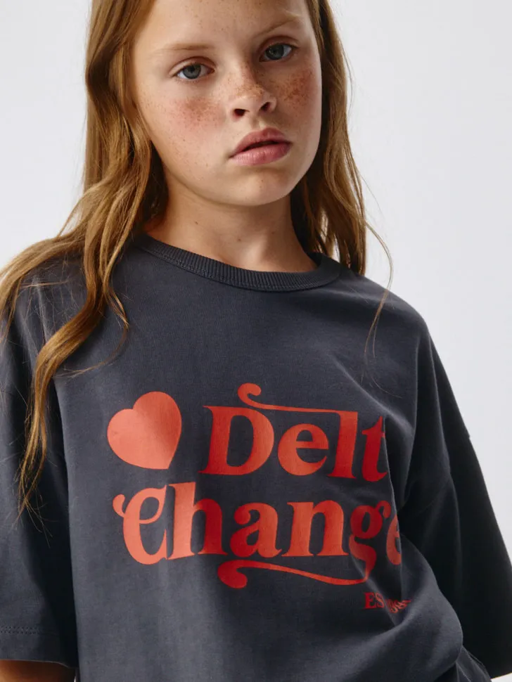 Футболка с принтом для девочек, серый, арт. 4772