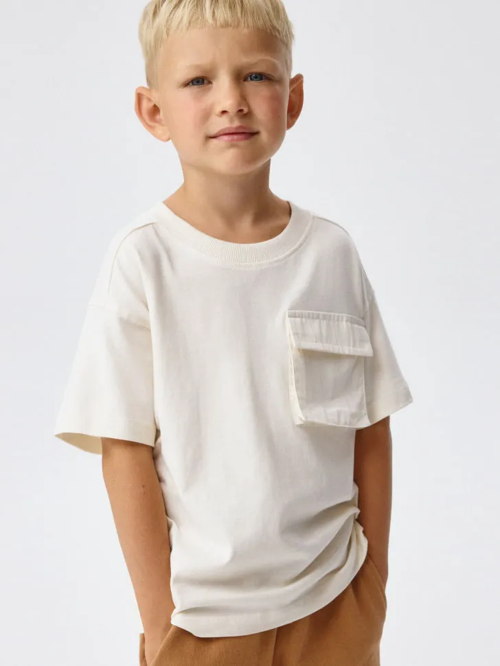 Футболка с карманом для мальчиков, бежевый, арт. 4777