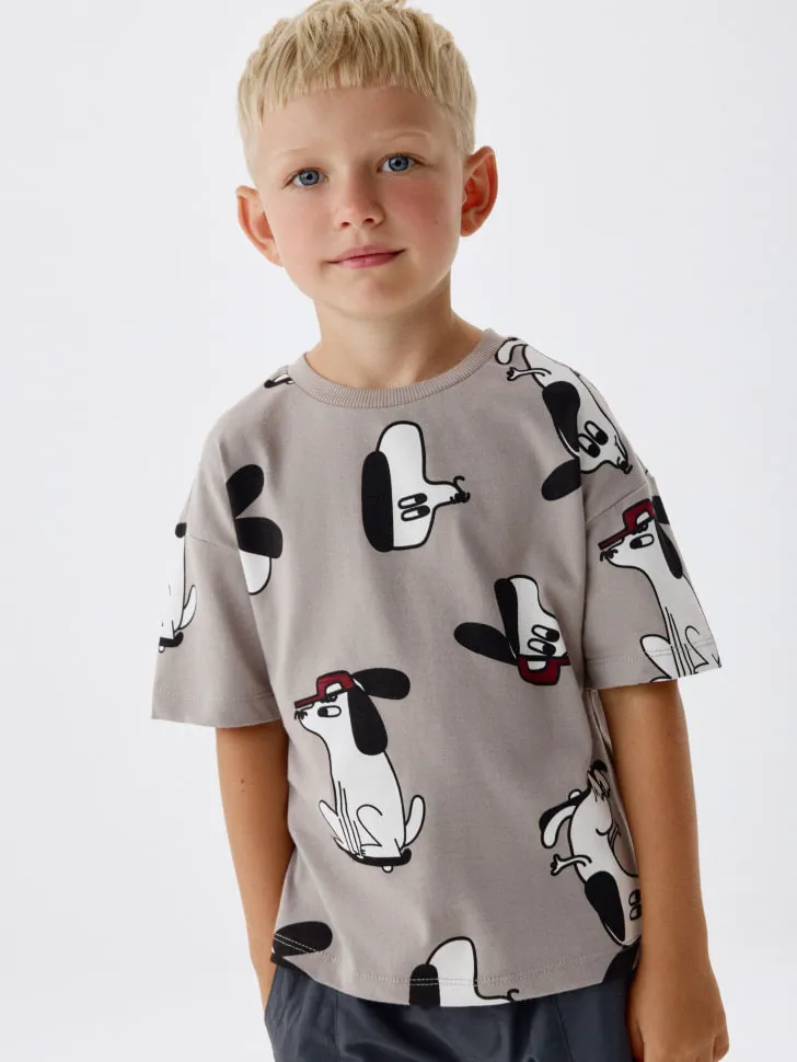 Футболка с принтом для мальчиков, серый, арт. 4782