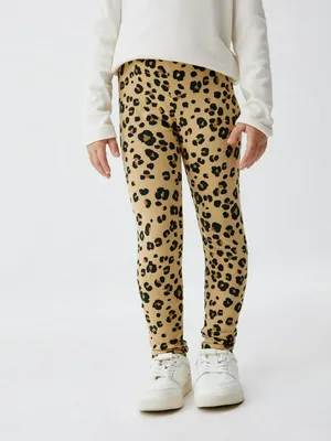 Леггинсы с принтом для девочек, бежевый, арт. 4787