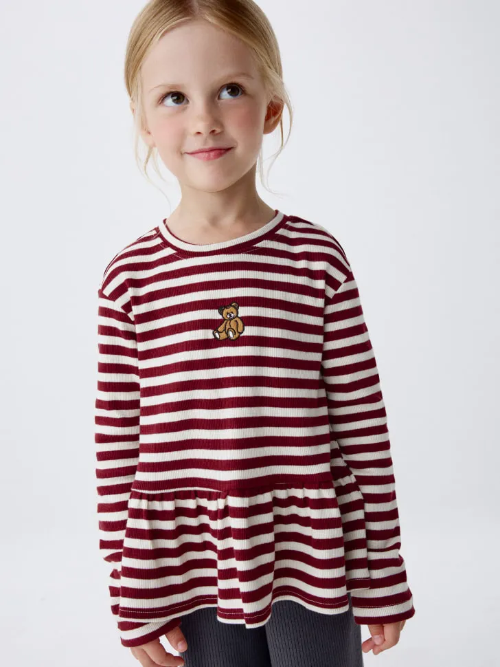 Лонгслив с баской для девочек, разноцветный, арт. 4791