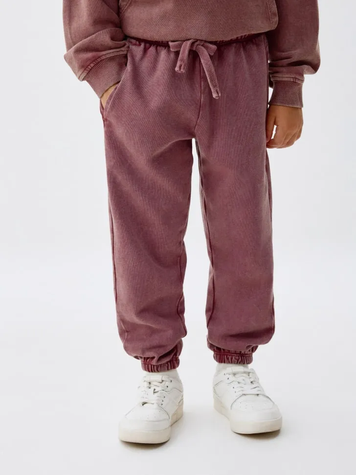 Джоггеры с эффектом кислотной стирки детские, бордовый, арт. 4792