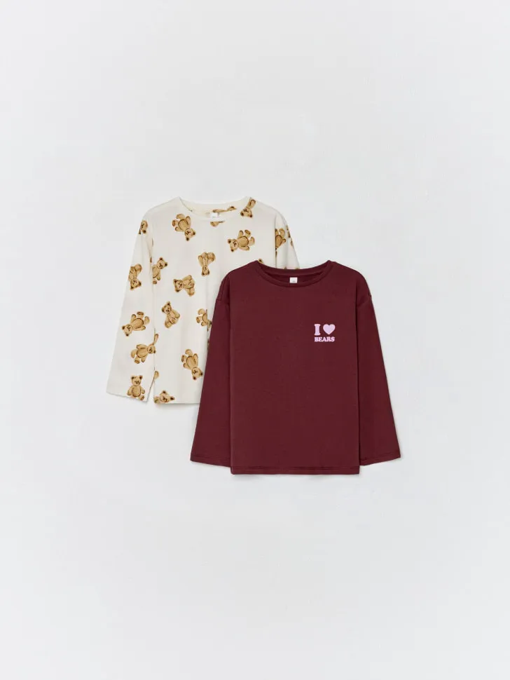 Набор из 2 лонгсливов для девочек, разноцветный, арт. 4797