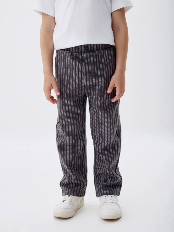 Трикотажные брюки в полоску для мальчиков, серый, арт. 4801