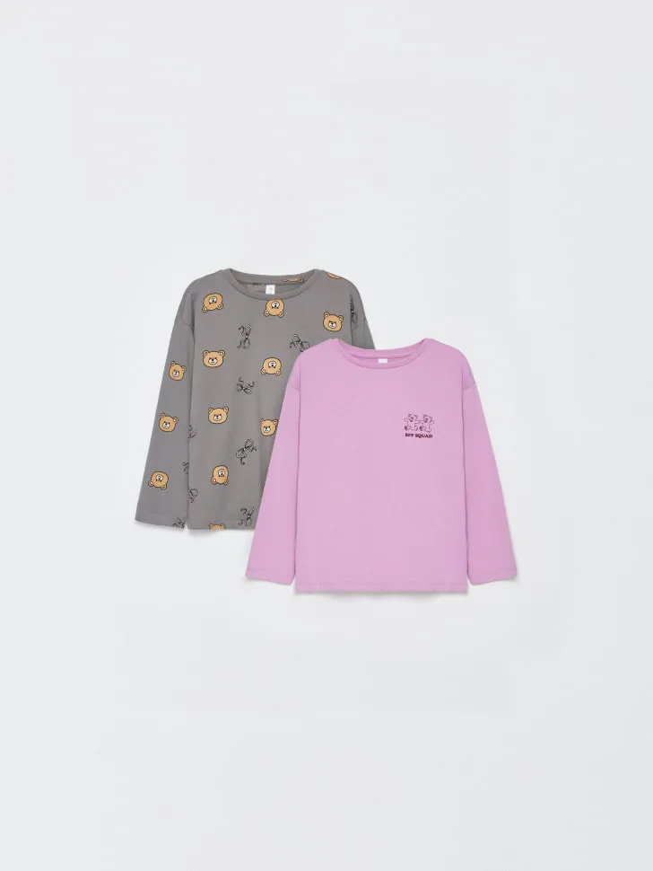 Набор из 2 лонгсливов для девочек, разноцветный, арт. 4805