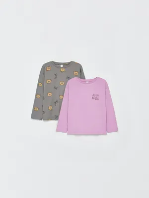 Набор из 2 лонгсливов для девочек, разноцветный, арт. 4805