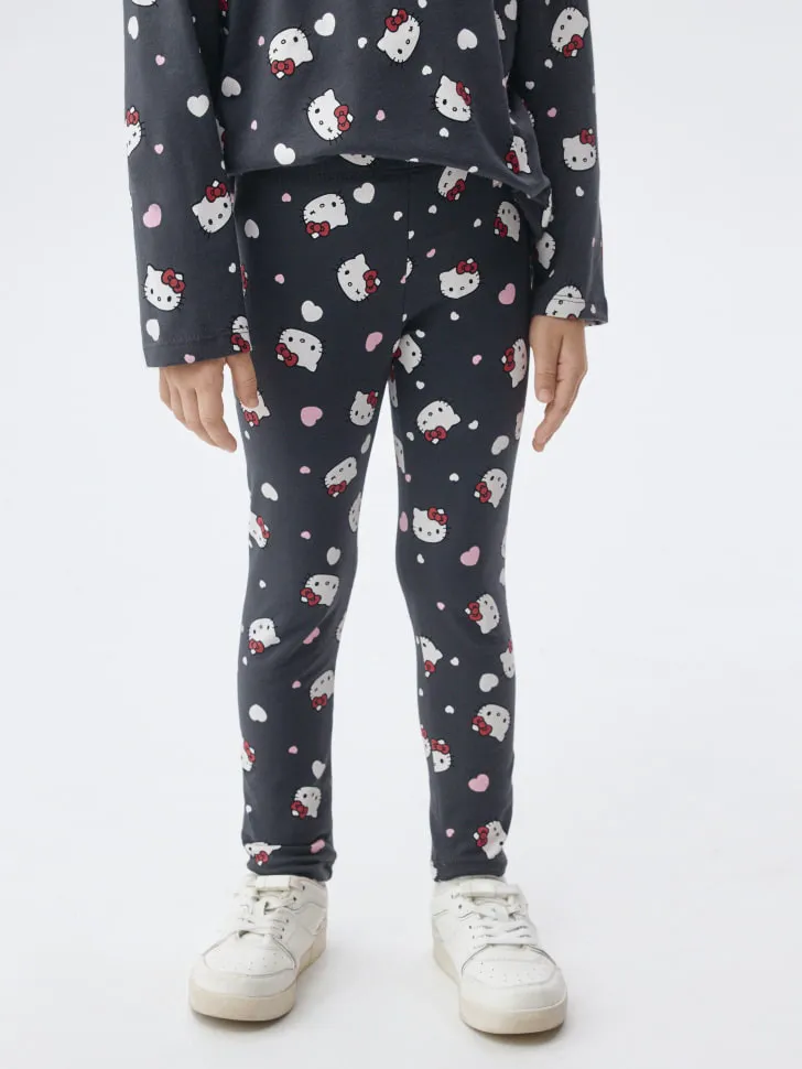 Леггинсы с принтом Hello Kitty для девочек, серый, арт. 4807
