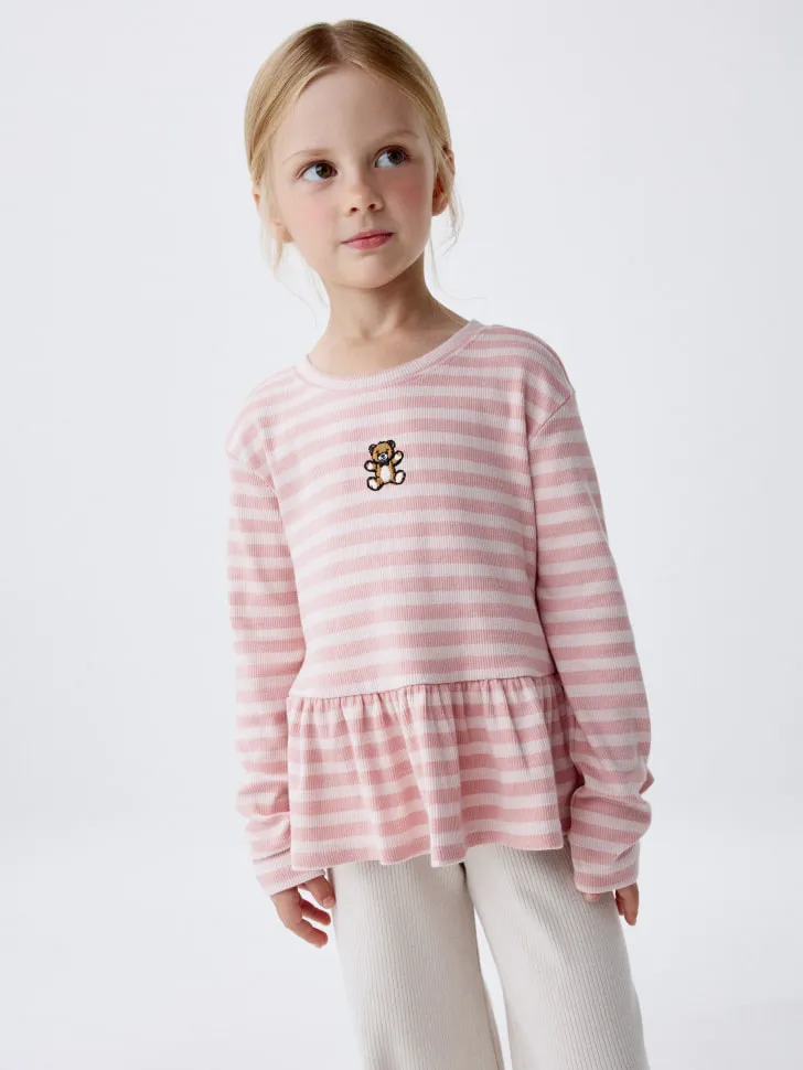 Лонгслив с баской для девочек, розовый, арт. 4808