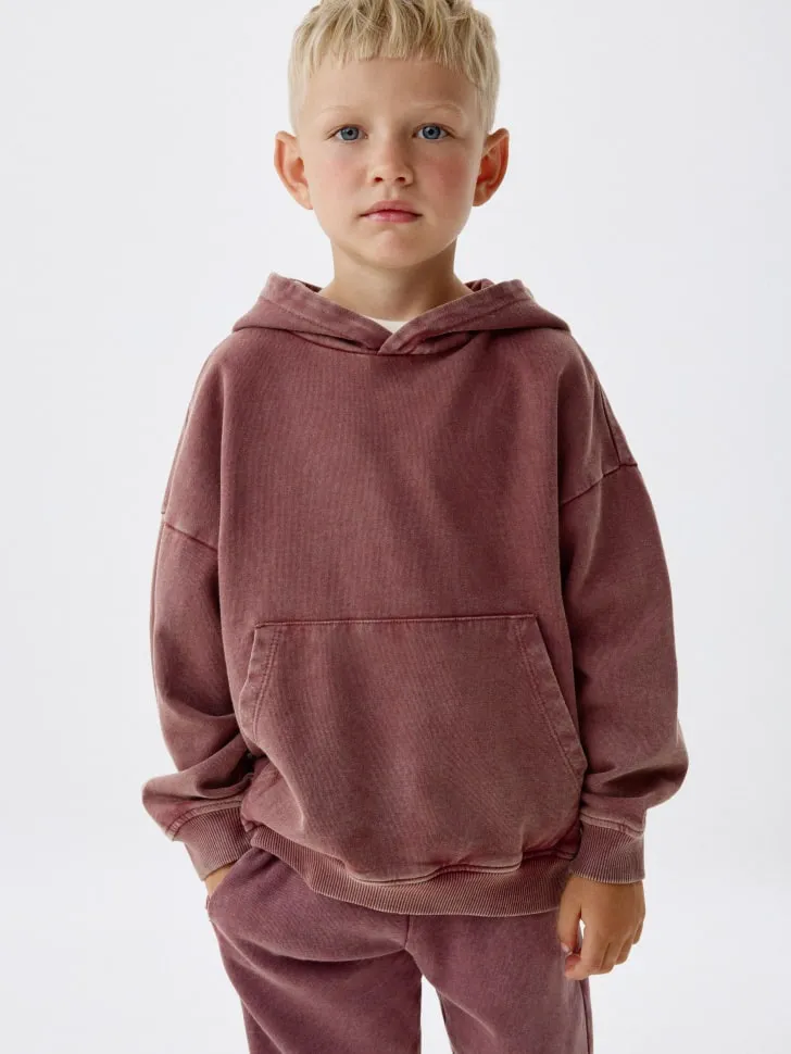 Худи с эффектом кислотной стирки детское, бордовый, арт. 4815