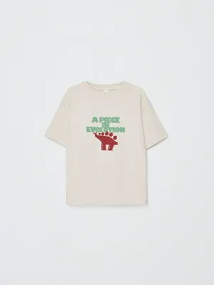 Футболка оверсайз с принтом для мальчиков, бежевый, арт. 4824