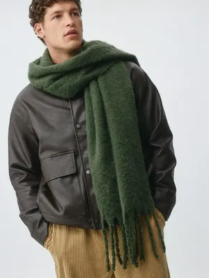 Объемный шарф в клетку, зеленый, арт. 4830