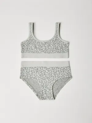 Набор из топа и трусов-слипов с леопардовым принтом для девочек, арт. 4842