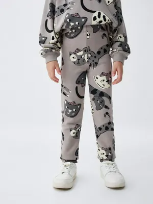 Леггинсы из футера с принтом для девочек, разноцветный, арт. 4851